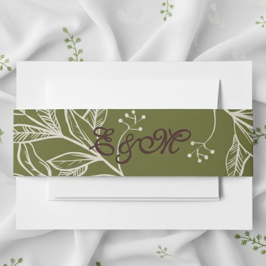 Bandeau De Faire-part Bandeau neutre marron mousse et vert olive