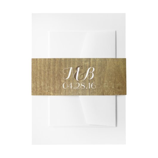 Bandeau De Faire-part Bandes Mariages de ventre en bois rustique (Devant example)