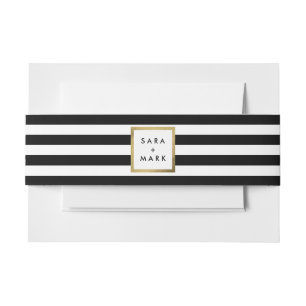 Bandeau De Faire-part Bandes noires et blanches avec Étiquette de trame 