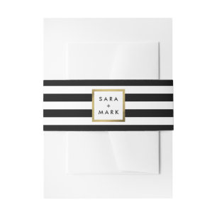 Bandeau De Faire-part Bandes noires et blanches avec Étiquette de trame 