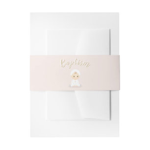 Bandeau De Faire-part Baptême Fille Bébé avec Bonnet