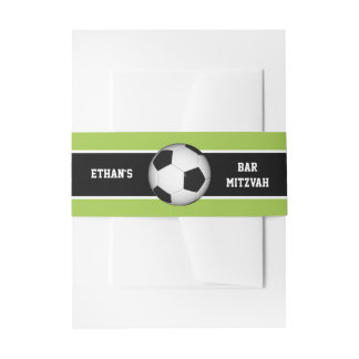 Bandeau De Faire-part Barre de balle de football noir, blanc Mitzvah