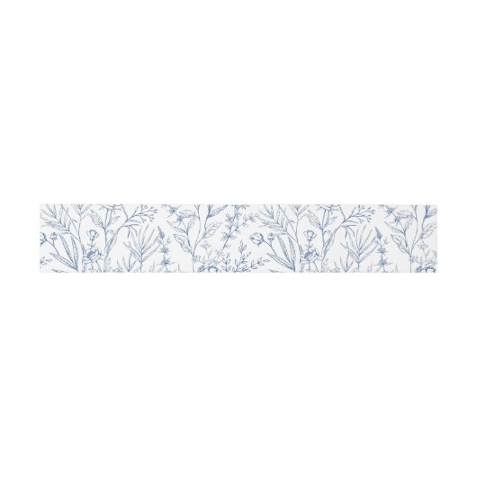 Bandeau De Faire-part Beau bleu Floral classique Mariage botanique (Plat)
