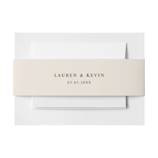 Bandeau De Faire-part Beige Belly Band Invitation Belly Band (Devant Example)