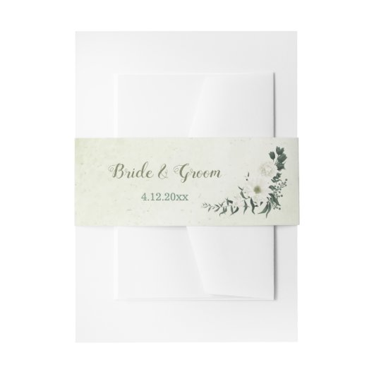 Bandeau De Faire-part Belle fleurs blanches vert feuille mariage (Devant example)