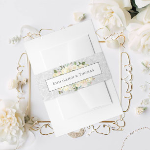 Bandeau De Faire-part Belle Roses Blanches Mariage Floral