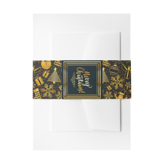Bandeau De Faire-part Black and Gold Joyeux Christmas Belly Band (Devant example)