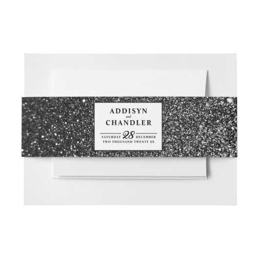 Bandeau De Faire-part Black and White Glam Chic Moderne Parties scintill (Devant Example)