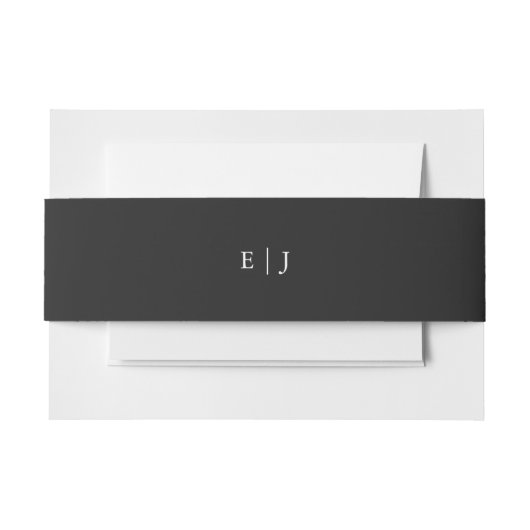 Bandeau De Faire-part Black Monogram Invitation Bande de ventre (Devant Example)