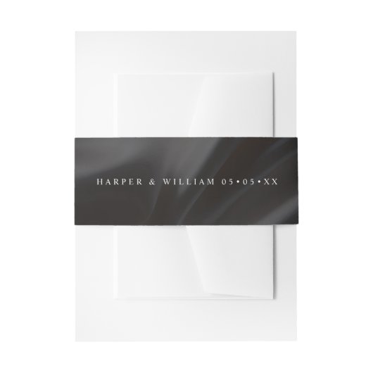 Bandeau De Faire-part Black satin wedding Invitation Belly Band (Devant example)