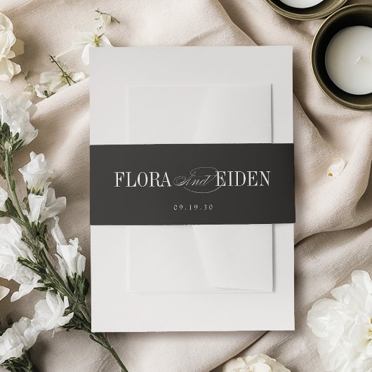 Bandeau De Faire-part Black Simple Elegant Timeless Typography Wedding