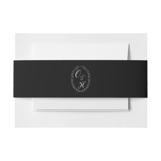 Bandeau De Faire-part Black Tie Wedding Monogram Belly Band (Devant Example)