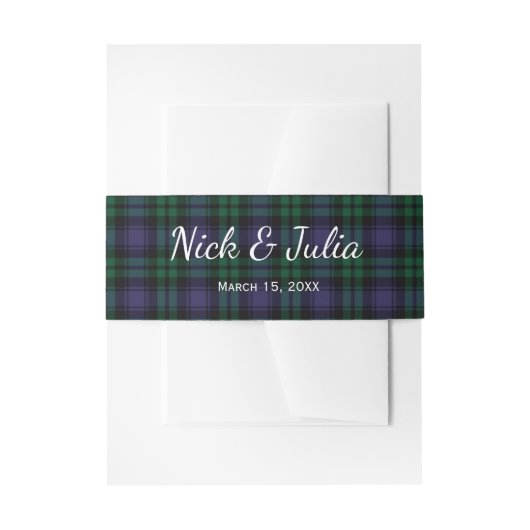 Bandeau De Faire-part Black Watch Tartan, Plaid Wedding (Devant example)