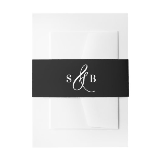 Bandeau De Faire-part Black Whimsical Calligraphy Wedding Monogram (Devant example)