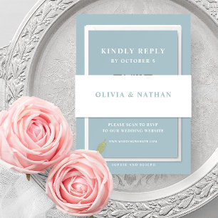 Bandeau De Faire-part Blanc avec Texte Bleu Poudré    Mariage