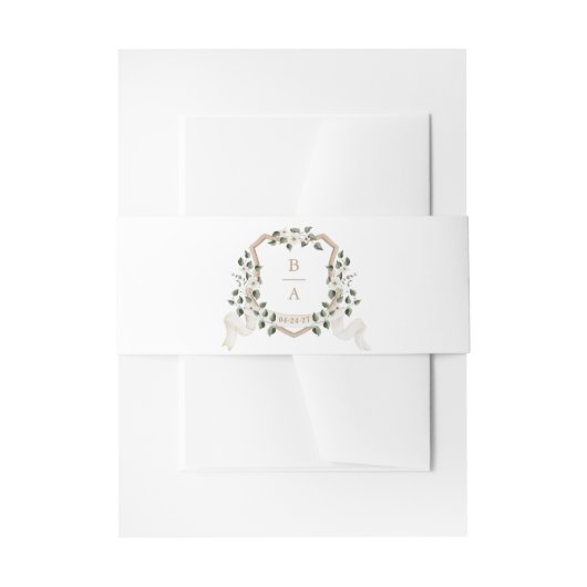 Bandeau De Faire-part Blanc Floral vert Ivy Branch Crest Mariage (Devant example)