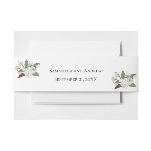 Bandeau De Faire-part Blanc Magnolia Floral Mariage classique (Devant Example)