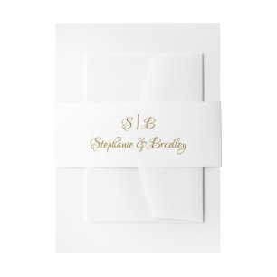 Bandeau De Faire-part Blanc Or Elegant Simple Mariage moderne