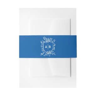 Bandeau De Faire-part Blason Botanique Bleu Français Monogramme de Maria
