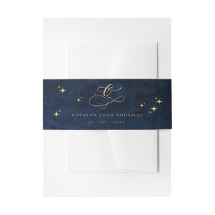 Bandeau De Faire-part Bleu Céleste Quinceanera Étoiles de Minuit Lune