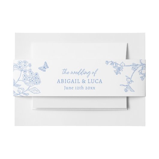 Bandeau De Faire-part Bleu Chinoiserie Toile de Jouy Mariage (Devant Example)