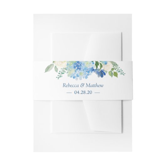 Bandeau De Faire-part Bleu clair Hydrangea Aquarelle Mariage Floral (Devant example)