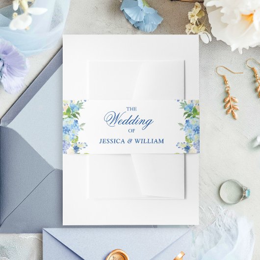 Bandeau De Faire-part Bleu clair Hydrangea Aquarelle Mariage Floral