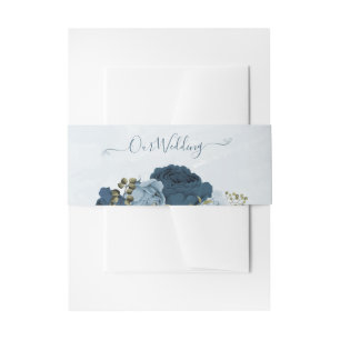 Bandeau De Faire-part bleu clair marine fleurs mariage