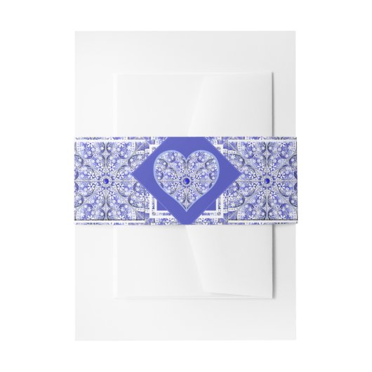 Bandeau De Faire-part Bleu de dentelle en céramique de Grèce (Devant example)