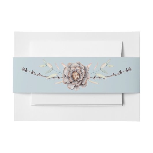 Bandeau De Faire-part Bleu d'hiver avec Mariage d'aquarelle Pine Cones (Devant Example)