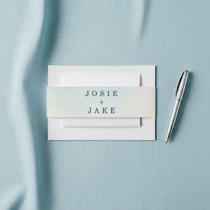 Bandeau De Faire-part Bleu doux et crème Minimaliste noms de mariage