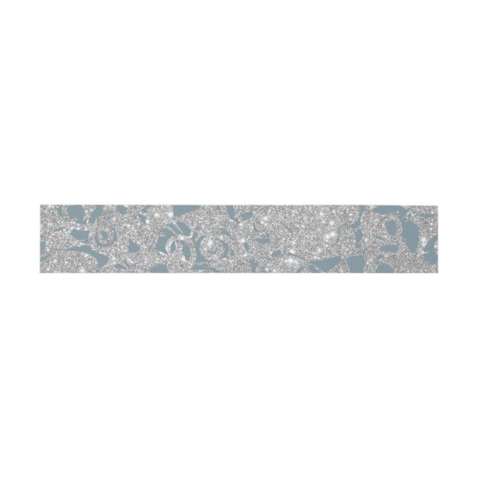 Bandeau De Faire-part Bleu Dusty brillant argentFloral (Plat)