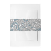 Bandeau De Faire-part Bleu Dusty brillant argentFloral (Devant example)