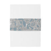 Bandeau De Faire-part Bleu Dusty brillant argentFloral (Dos Example)