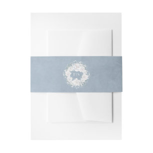 Bandeau De Faire-part Bleu Dusty et la couronne de fleurs du souffle du