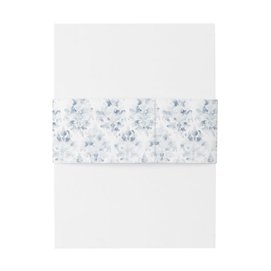 Bandeau De Faire-part Bleu et blanc Damas Invitation Bande de ventre (Dos Example)