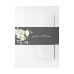 Bandeau De Faire-part Bleu et blanc floral - gris