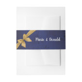 Bandeau De Faire-part Bleu foncé avec Bow or (Devant example)