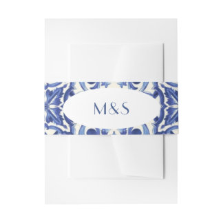 Bandeau De Faire-part Bleu Italien simple Bleu Invitation Bande Belly