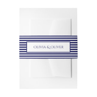 Bandeau De Faire-part Bleu marine et blanc rayé - Bandeau ventral