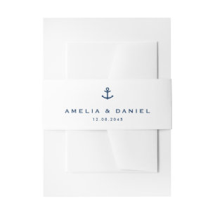 Bandeau De Faire-part Bleu marine moderne ancre nautique mariage