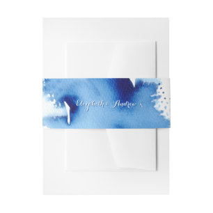 Bandeau De Faire-part Bleu naby foncé chic d'AQUARELLE ÉLÉGANTE