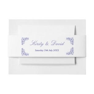 Bandeau De Faire-part Bleu Orné Floral Faire-part de mariage Bande de ve