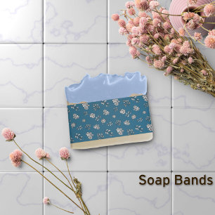Bandeau De Faire-part Bleu Rose Dessin Feuille Bande de savon enveloppé