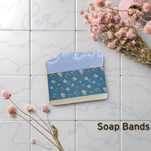 Bandeau De Faire-part Bleu Rose Dessin Feuille Bande de savon enveloppé