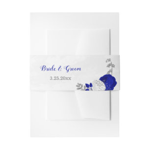 Bandeau De Faire-part bleu royal et fleurs blanches argent mariage botan