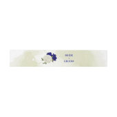 Bandeau De Faire-part bleu royal fleurs blanches vert feuille mariage (Plat)