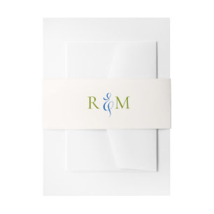 Bandeau De Faire-part Bleu vert clair Simple Monogramme Mariage