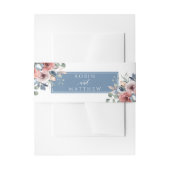 Bandeau De Faire-part Blissant Floral, Blanc et Bleu Dusty, Mariage (Devant example)