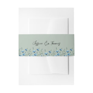Bandeau De Faire-part Blue Boho Chic Fleur sauvage Sage Mariage vert